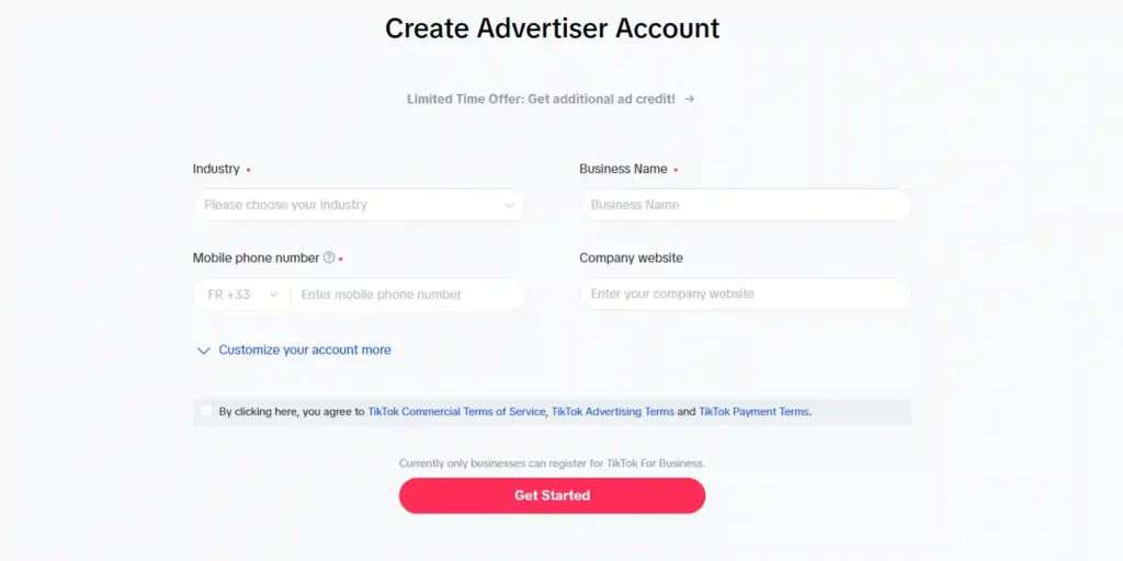 TikTok For Business Coupons: Get $6000 in Ad Credits 🎉 (2026) 14 Create Your New TikTok Business Account