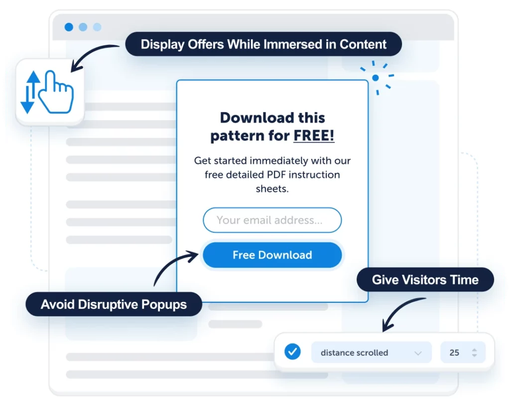 Affiliate دليل النوافذ المنبثقة: زيادة التحويلات إلى أقصى حد في عام 2026 3 نافذة منبثقة يتم تشغيلها عند التمرير لجذب انتباه القراء في عمق الصفحة الأمثل